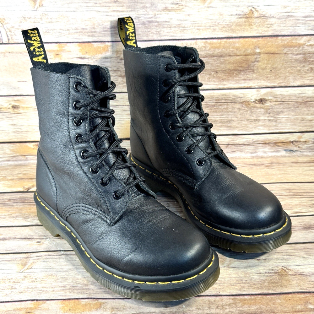 Dr Marten Womens Black Leather Pascal Lace Up Combat Boots 8
